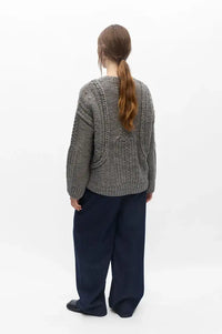 Object Hinna Medium Grey Cable Knitted Jumper
