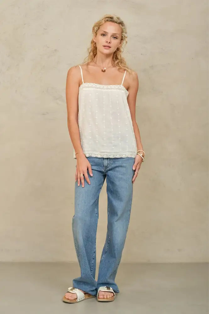M.A.B.E Alli Ecru Embroidered Camisole