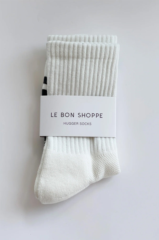Le Bon Shoppe Hugger White Black Socks - The Mercantile London