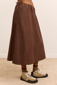 Damson Madder Caspia Chocolate Volume Midi Skirt