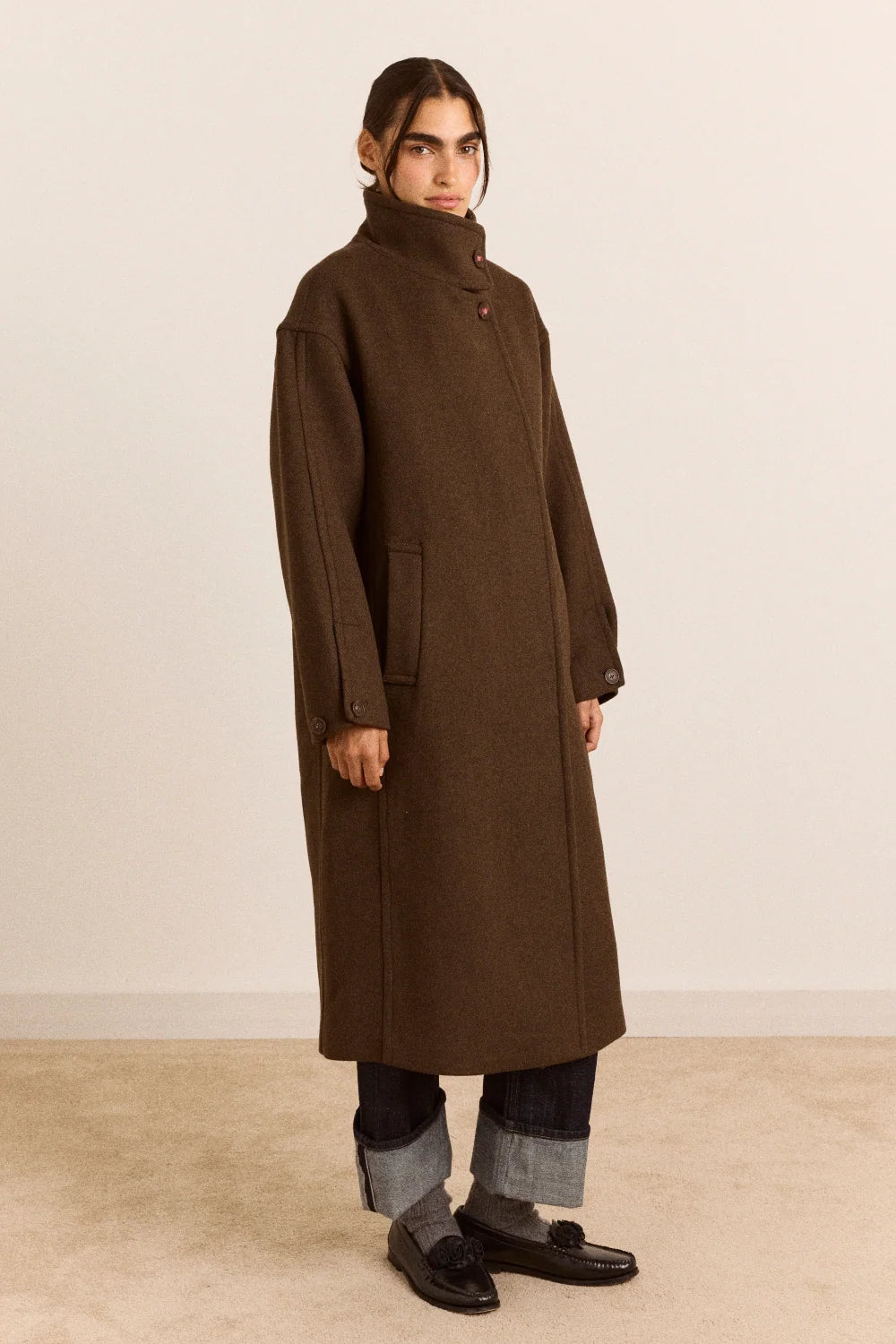 Damson Madder Agnes Chocolate Wool Coat