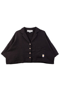 L.F. Markey Maxim Linen Black Shirt - The Mercantile London