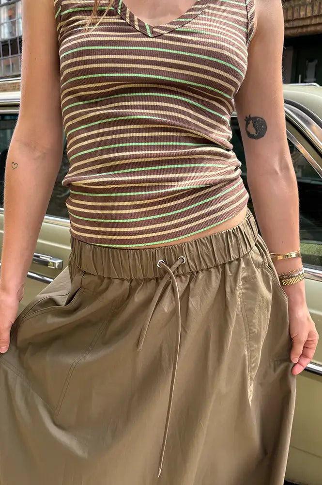Damson Madder Arlea Brown Stripe V-Neck Tank Top