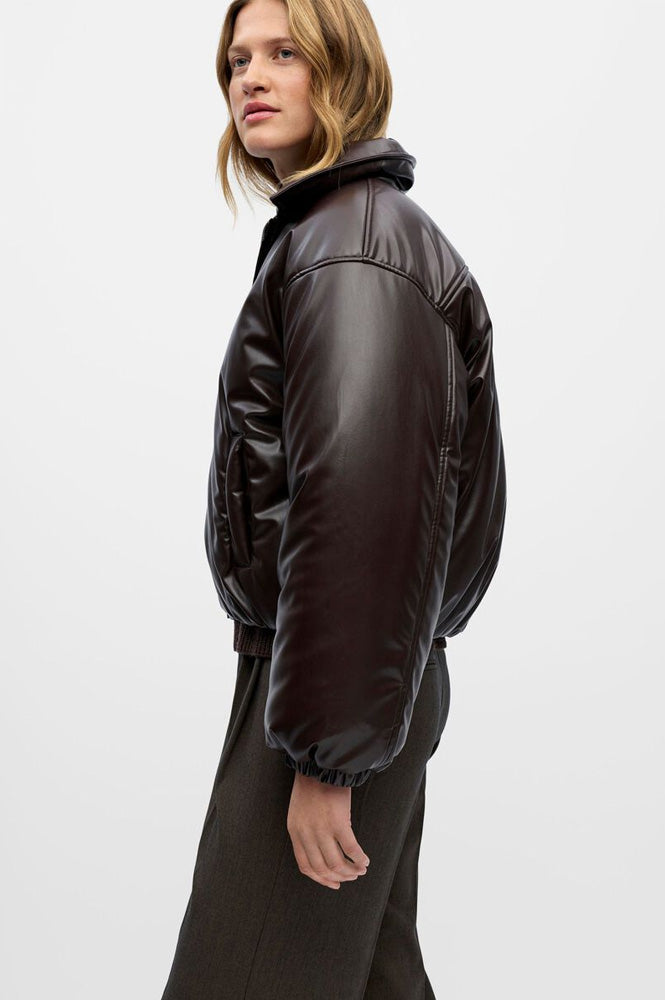 Object Cleo Seal Brown Cropped Puffer Jacket - The Mercantile London