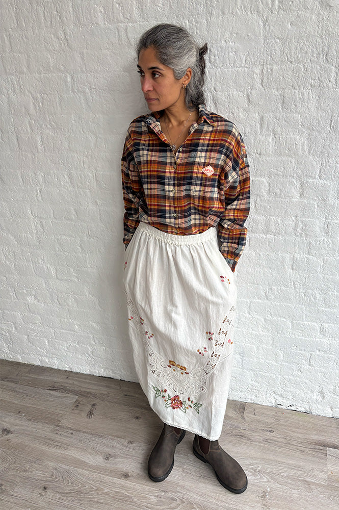 Indi & Cold White Cross-Stitch Skirt - The Mercantile London