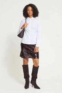 ICHI Peleoa Fudge Sequin Mini Skirt