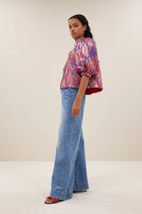 By-Bar Mauri Coral Jacquard Blouse