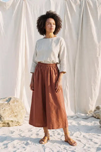 Artisans Of Humanity Rust Cropped Linen Culottes
