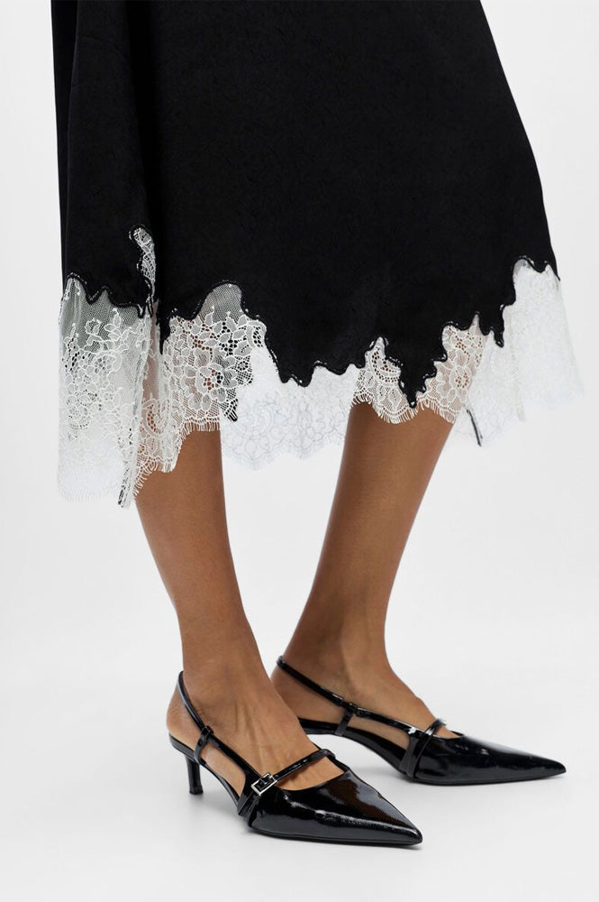Object Dalme Black and White Lace Skirt - The Mercantile London