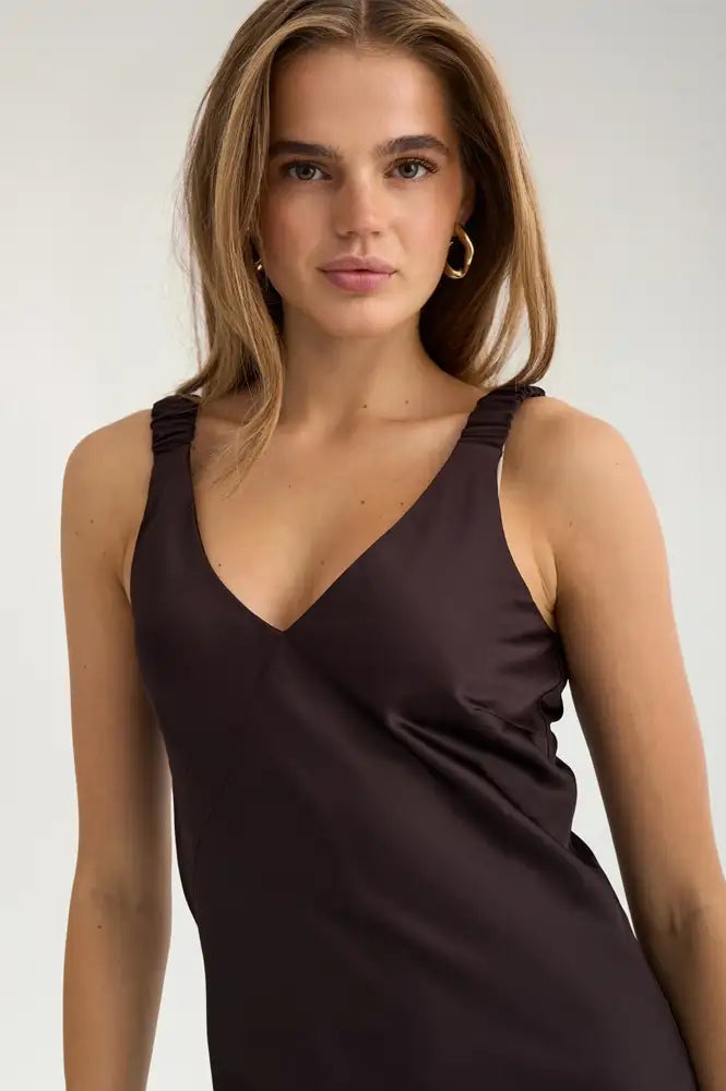 Numph Evelyn Chocolate Plum Midi Dress