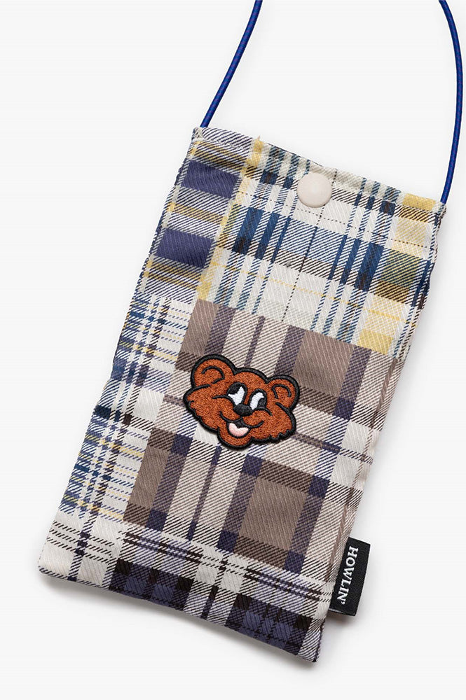 Howlin Magic Shaggy Bear Blue Madras Pouch - The Mercantile London