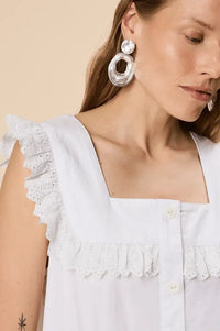 TBCo White Cotton Broderie Button Up Dress