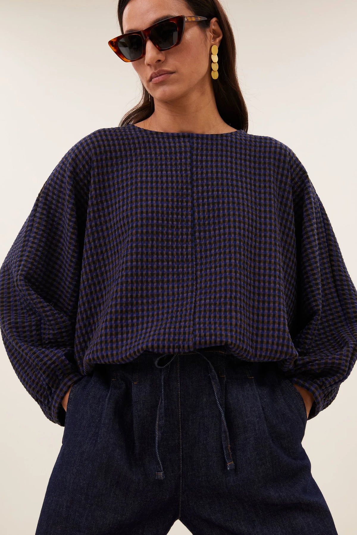 By-Bar Gaya Galaxy Check Blouse