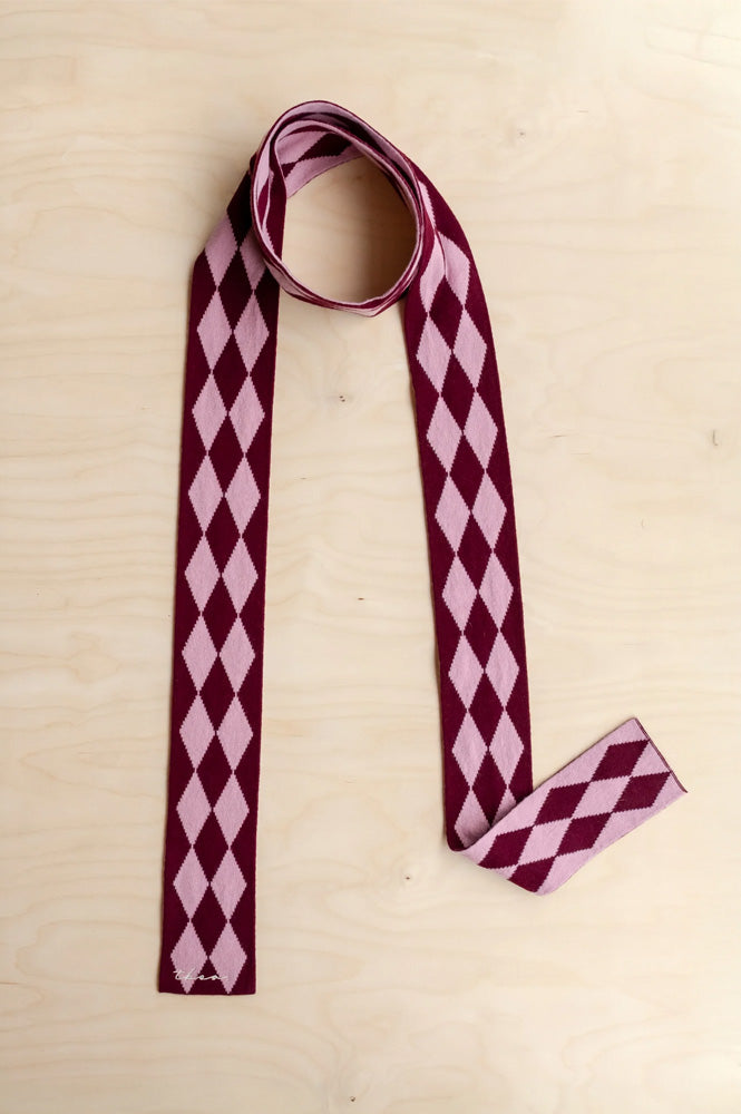 TBCo Burgundy Harlequin Skinny Scarf