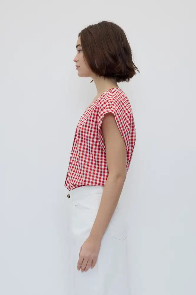 Rita Row Diana Red Gingham Vest Top - The Mercantile London
