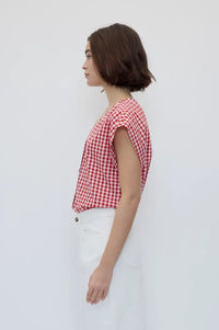 Rita Row Diana Red Gingham Vest Top - The Mercantile London
