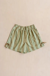TBCo Green & Brown Stripe Cotton Tie Shorts