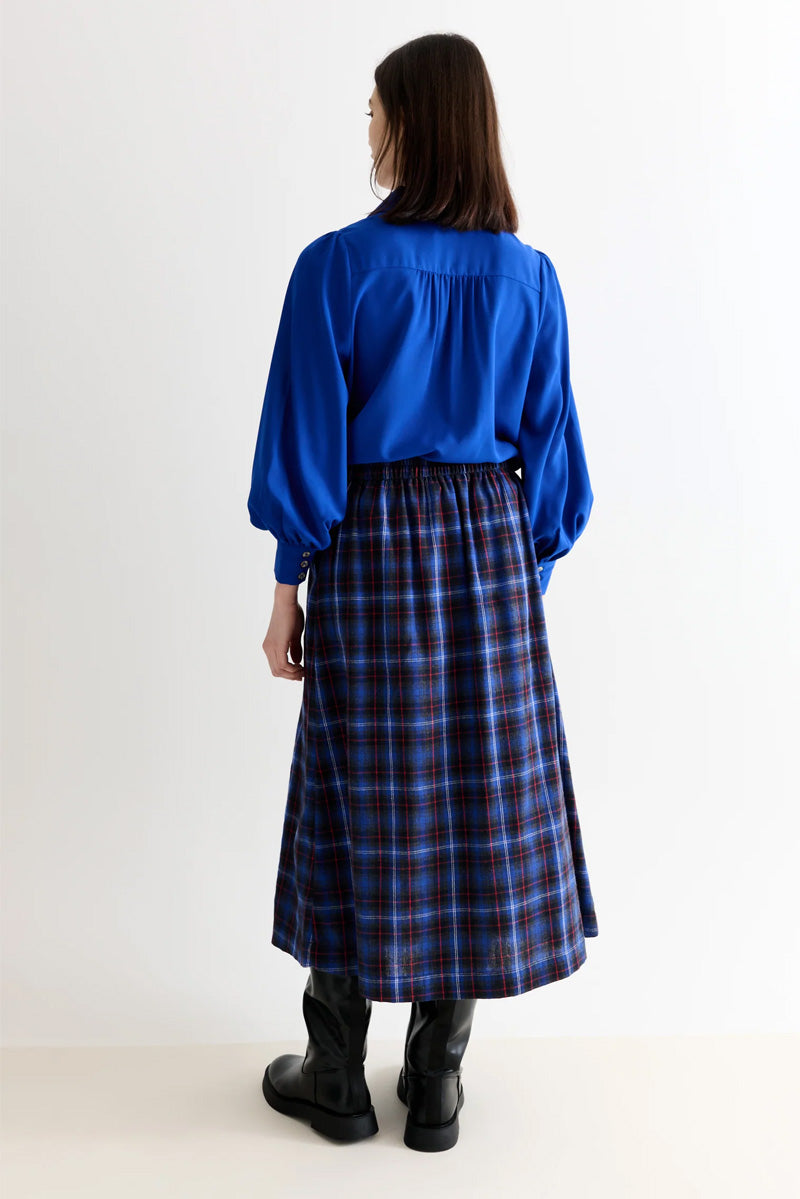 Louche Bia Blue Winter Check Skirt - The Mercantile London