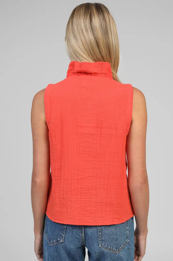 An'ge Siloe Deep Orange Sleeveless Blouse - The Mercantile London
