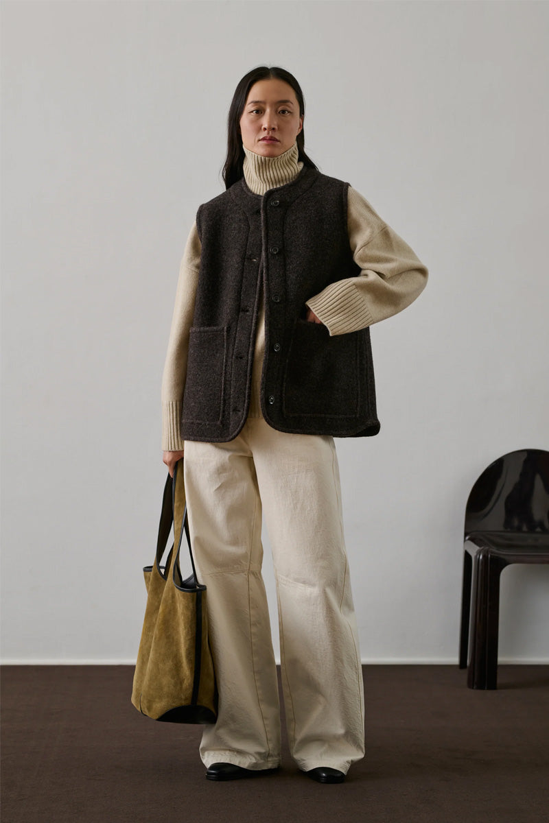 Soeur Chicago Mottle Brown Sleeveless Jacket - The Mercantile London