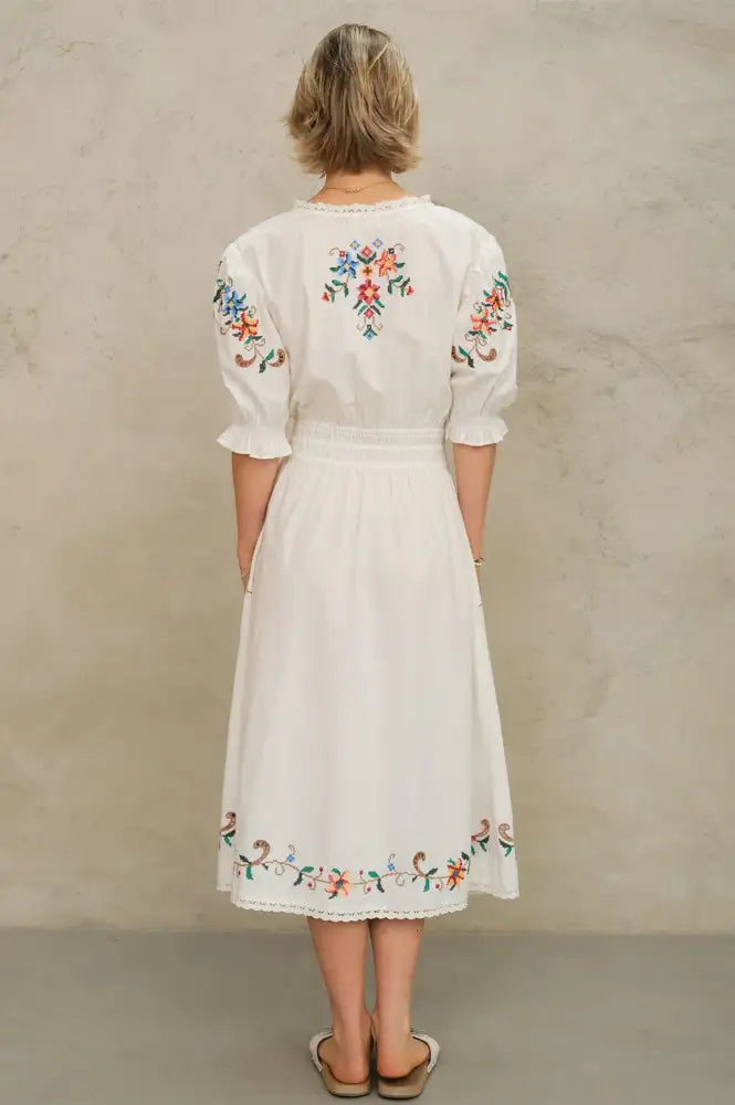 M.A.B.E Gracie Floral Embroidered Midi Dress