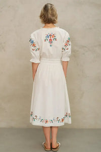 M.A.B.E Gracie Floral Embroidered Midi Dress