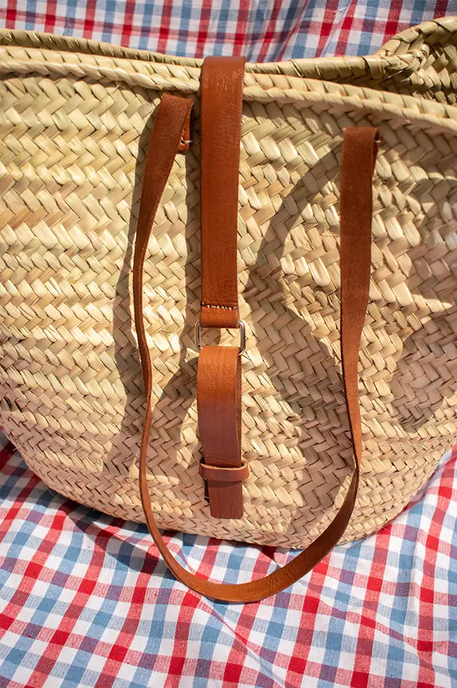 Mikwi Leather Buckled Woven Basket Bag