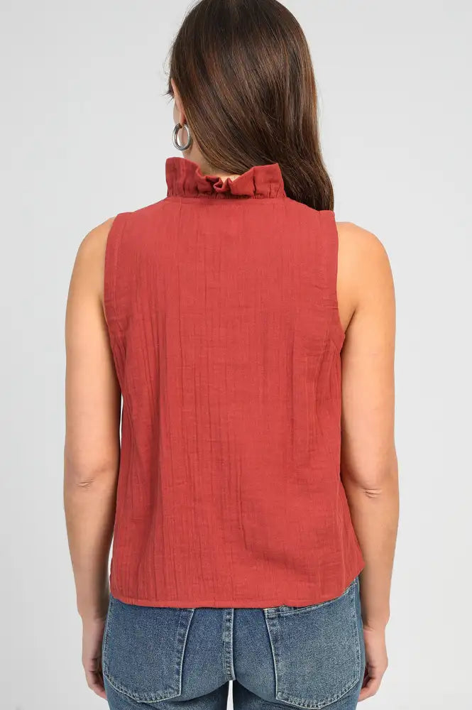An'ge Siloe Chocolate Sleeveless Blouse - The Mercantile London