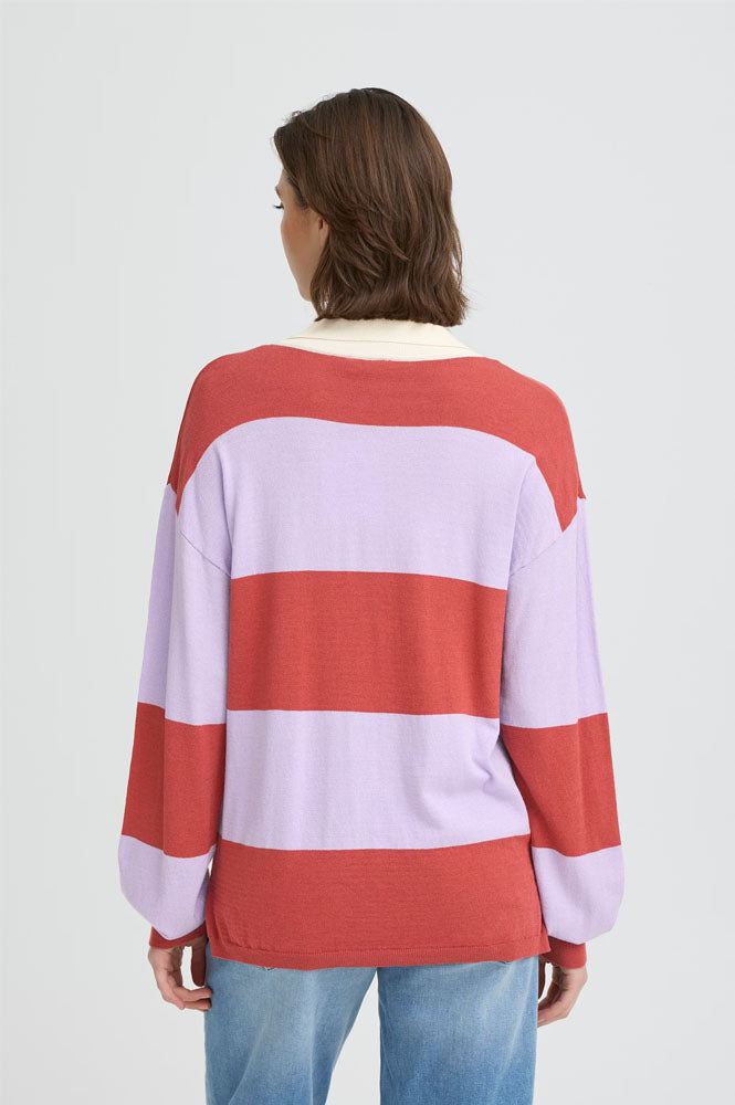 ICHI Boston Violet Rose Striped Pullover