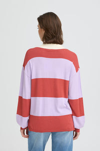 ICHI Boston Violet Rose Striped Pullover