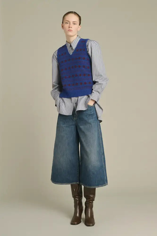 Soeur Ileana Blue And Purple Jacquard Vest