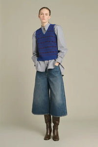 Soeur Ileana Blue And Purple Jacquard Vest