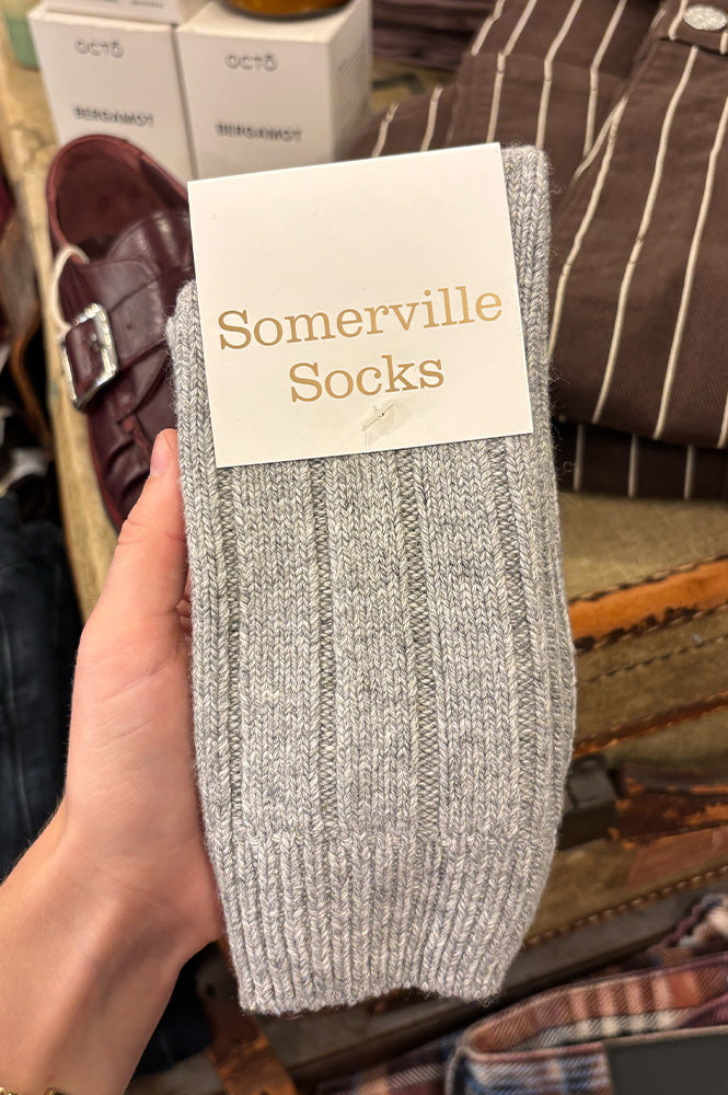 Sommerville Heather Grey Recycled Wool Socks - The Mercantile London