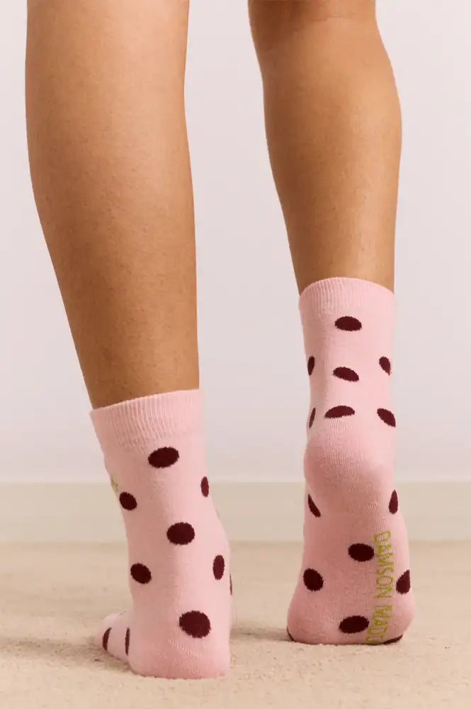 Damson Madder Pink & Burgundy Spotty Twin Pack Socks