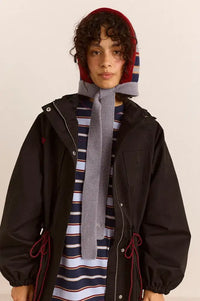 Damson Madder Grey Striped Wool Bonnet