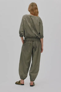 Rabens Saloner Iridi Asphalt Gathered Poplin Trousers - The Mercantile London