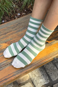 Le Bon Shoppe Wally Matcha Wide Stripe Socks