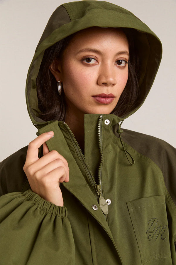 Damson Madder Logan Forest Waterproof Long Raincoat - The Mercantile London