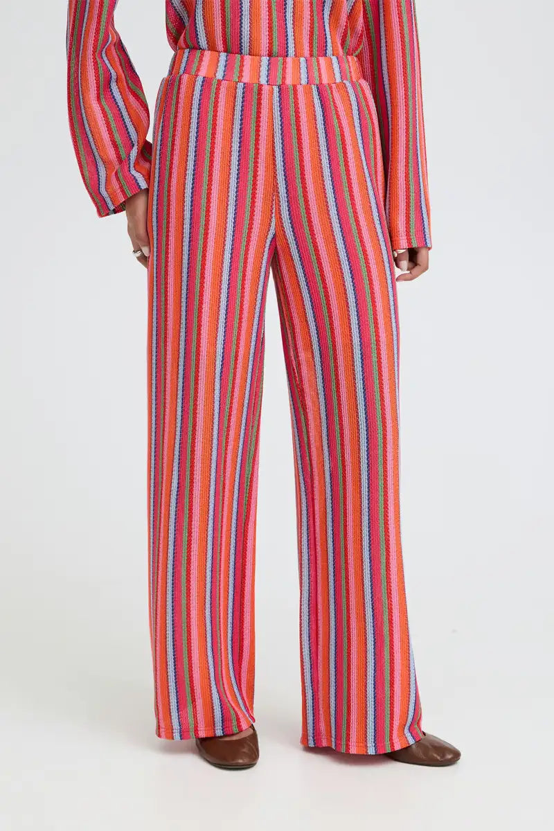 ICHI Libella Multi Stripe Pants - The Mercantile London