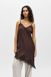 Object Naline Seal Brown Lace Slip Dress