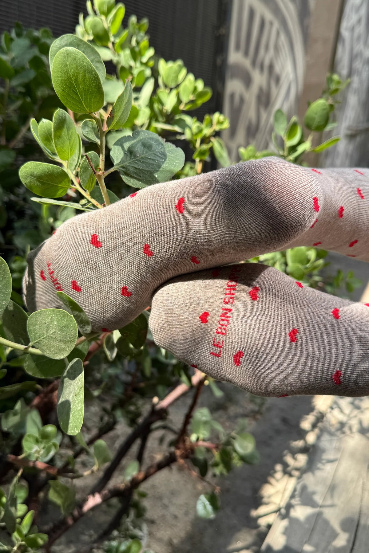 Le Bon Shoppe Latte & Red Heart Sneaker Socks