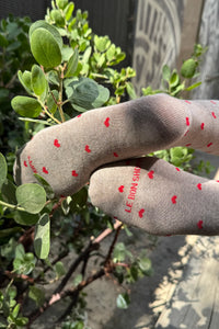 Le Bon Shoppe Latte & Red Heart Sneaker Socks