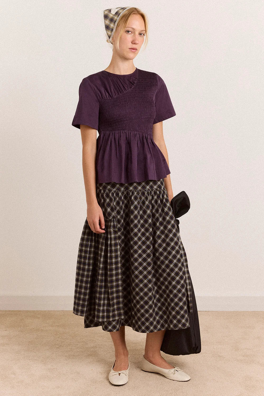 Damson Madder Emmy Plum Shirred Top