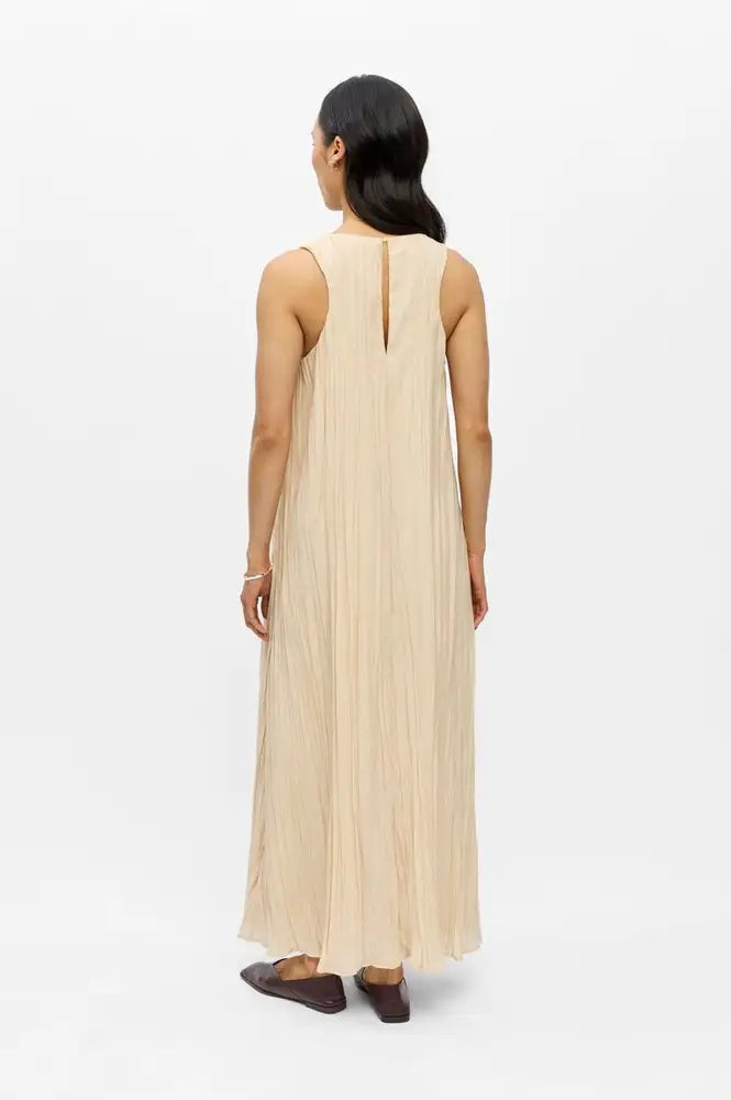 Object Mabel Macadamia Pleated Maxi Dress - The Mercantile London