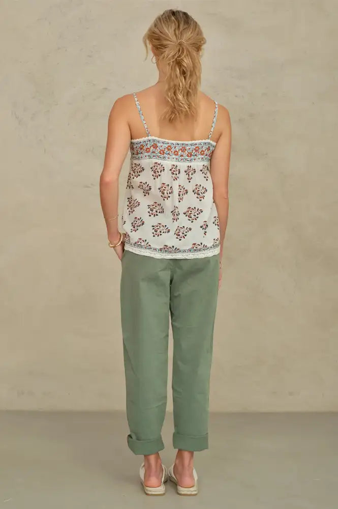 M.A.B.E Stella Ecru And Rust Print Camisole