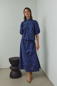 Noella Marilyn Dusty Blue Blouse - The Mercantile London