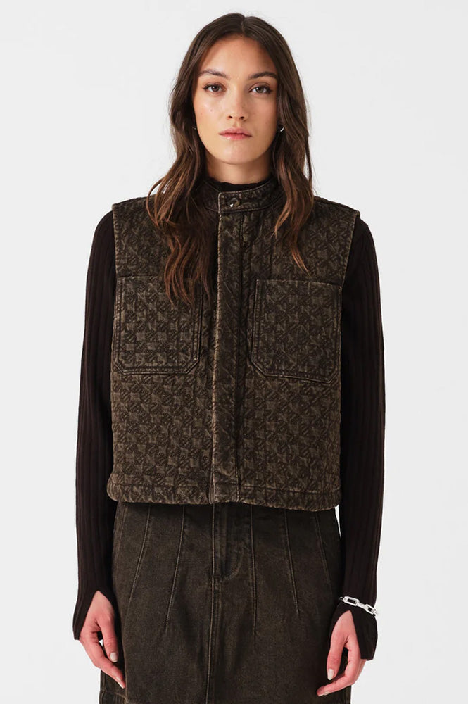 Seventy + Mochi Pablo Houndstooth Cacao Vest - The Mercantile London