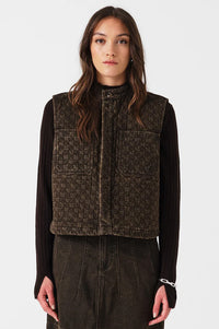Seventy + Mochi Pablo Houndstooth Cacao Vest - The Mercantile London