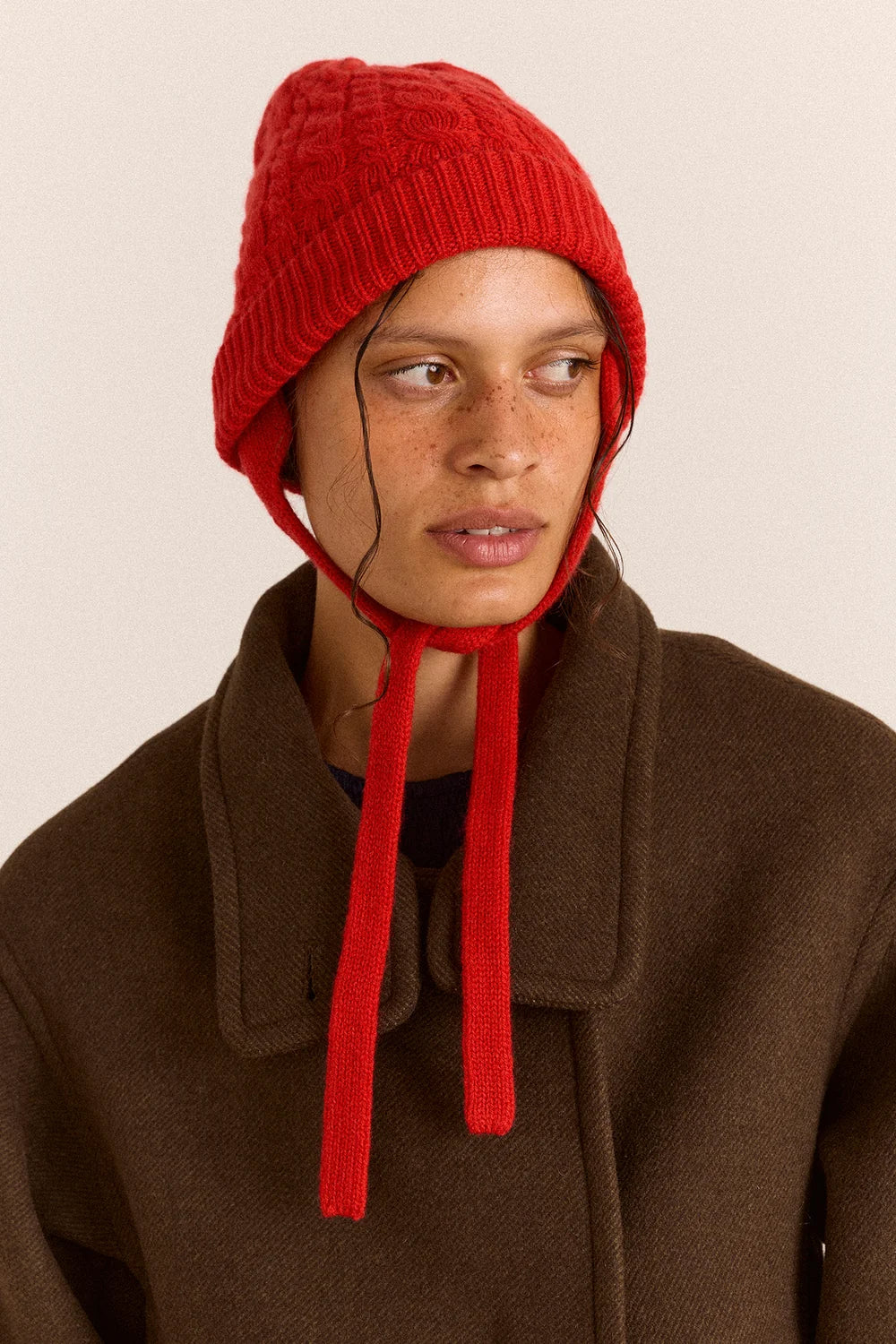 Damson Madder Turn Up Tie Red Beanie