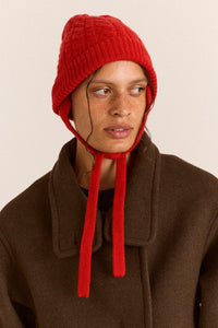 Damson Madder Turn Up Tie Red Beanie